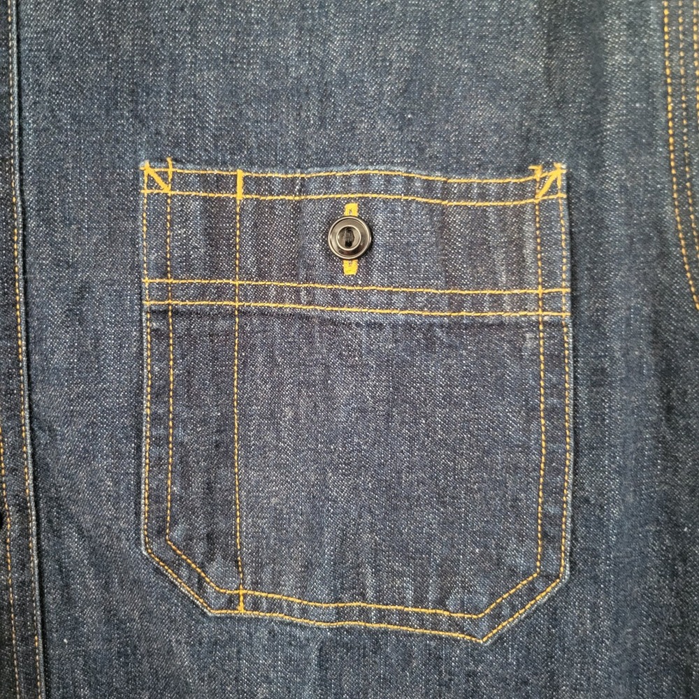 J.Crew Heavyweight Denim Workwear Shirt Dark Wash Minimalist Utility Mens Medium - Picture 6 of 9